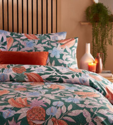 Furn. Cypressa Floral Mosaic Reversible Duvet Cover Set, Double, Green - thumbnail 3