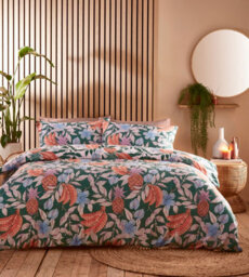 Furn. Cypressa Floral Mosaic Reversible Duvet Cover Set, Double, Green - thumbnail 2