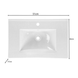 Heze Furniture Dalia 2 Drawer Bathroom Cabinet Vanity Unit 50Cm With Built-In Basin - Cashmere - thumbnail 7
