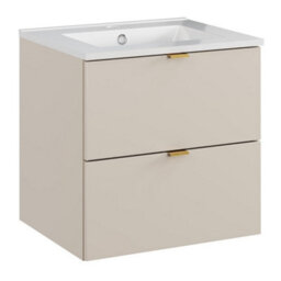Heze Furniture Dalia 2 Drawer Bathroom Cabinet Vanity Unit 50Cm With Built-In Basin - Cashmere - thumbnail 2