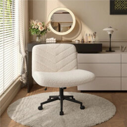 Ivory Swivel Accent Chair Ergonomic Home Office Desk Chair - thumbnail 4