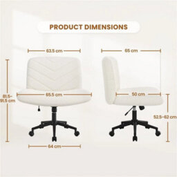 Ivory Swivel Accent Chair Ergonomic Home Office Desk Chair - thumbnail 2