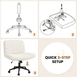 Ivory Swivel Accent Chair Ergonomic Home Office Desk Chair - thumbnail 5