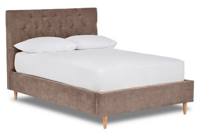 Divan Base Direct Solstice Modern Tall Chesterfield Fabric Bed Base Only 5Ft King- Brecon Nutmeg