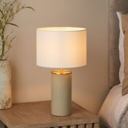 Harbour Studio Rubia Cylinder Satin Beige & White Table Lamp - thumbnail 6