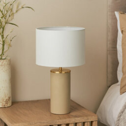 Harbour Studio Rubia Cylinder Satin Beige & White Table Lamp - thumbnail 1