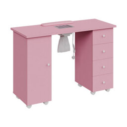 Living And Home Pink Mobile 4 Drawers Manicure Table With Built-In Dust Collector And Lockable Casters, 110Cm W X 45Cm D X 75Cm H - thumbnail 4
