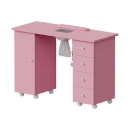 Living And Home Pink Mobile 4 Drawers Manicure Table With Built-In Dust Collector And Lockable Casters, 110Cm W X 45Cm D X 75Cm H - thumbnail 3