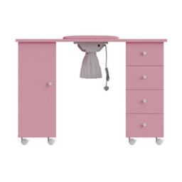 Living And Home Pink Mobile 4 Drawers Manicure Table With Built-In Dust Collector And Lockable Casters, 110Cm W X 45Cm D X 75Cm H - thumbnail 6