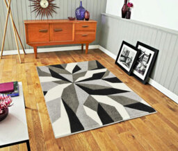 Smart Living Modern Thick Soft Carved Area Rug, Living Room Carpet, Kitchen Floor, Bedroom Soft Rugs 60Cm X 110Cm - Grey Black - thumbnail 3