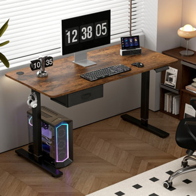 MCC Direct Electric Standing Desk Sit Stand Desk Height Adjustable Home Or Office Desk 100 Cm Width Brown - image 1