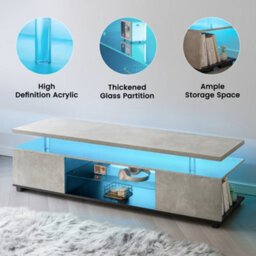 Matteo Modern Tv Stand For 60 Inch Tvs With Led Lighting & Storage - Grey/black - thumbnail 4