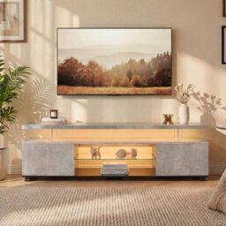 Matteo Modern Tv Stand For 60 Inch Tvs With Led Lighting & Storage - Grey/black - thumbnail 1