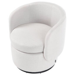 Beliani Swivel Armchair Horsens With Storage Fabric Off-White - thumbnail 6