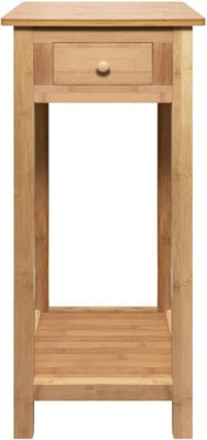 Hygrad Built to Survive Bamboo Tall Side Bedroom Living Room Nightstand With Drawer And Lower Shelf - Slim Bedside Table For Hallway Or Narrow Spaces - image 1