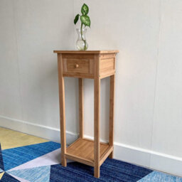 Hygrad Built to Survive Bamboo Tall Side Bedroom Living Room Nightstand With Drawer And Lower Shelf - Slim Bedside Table For Hallway Or Narrow  Spaces - thumbnail 9