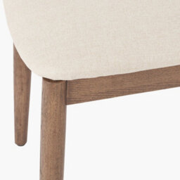Pacific Lifestyle Natural Linen And Dark Brown Wood Curved Back Dining Chair - thumbnail 7
