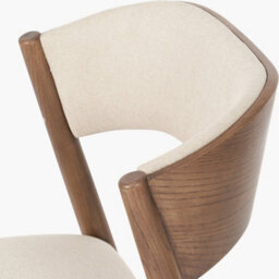 Pacific Lifestyle Natural Linen And Dark Brown Wood Curved Back Dining Chair - thumbnail 6