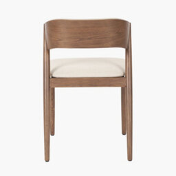 Pacific Lifestyle Natural Linen And Dark Brown Wood Curved Back Dining Chair - thumbnail 5