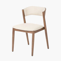 Pacific Lifestyle Natural Linen And Dark Brown Wood Curved Back Dining Chair - thumbnail 3