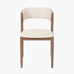 Pacific Lifestyle Natural Linen And Dark Brown Wood Curved Back Dining Chair - thumbnail 2
