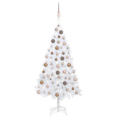 Berkfield Artificial Christmas Tree With Leds&ball Set White 150 Cm Pvc - image 1