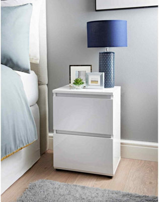 Spot On Dealz White Chest Of Drawers Bedroom 2 Drawer Bedside Cabinet Modern Slim Side Storage Display Nightstand - image 1