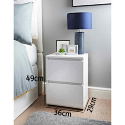 Spot On Dealz White Chest Of Drawers Bedroom 2 Drawer Bedside Cabinet Modern Slim Side Storage Display Nightstand - thumbnail 2