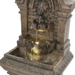 Large Lion Stone Pillar Solar Powered Water Feature Outdoor Garden Fountain 62Cm - thumbnail 6