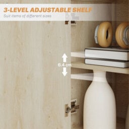 Wyld Haus Cova Vira Compact Sideboard Natural Wood Finish - 3 Drawers, Adjustable Shelving, Fluted Panels - thumbnail 6