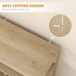 Wyld Haus Cova Vira Compact Sideboard Natural Wood Finish - 3 Drawers, Adjustable Shelving, Fluted Panels - thumbnail 7