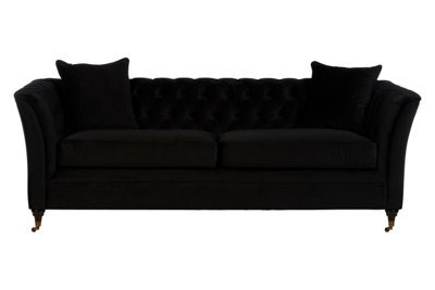 Orsina 3 Seat Button Tufted Onyx Sofa,settee With Wooden Legs,chesterfield Sofa With Matching Cushions,lounge Sofa - image 1