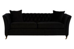 Orsina 3 Seat Button Tufted Onyx Sofa,settee With Wooden Legs,chesterfield Sofa With Matching Cushions,lounge Sofa - thumbnail 1
