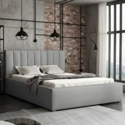 Modern Bedroom Bed Frame With Storage 200X200 Hdf And Laminated Board Metal Slatted Base 220X223X93Cm Light Grey