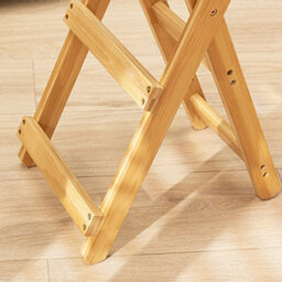 Bar Stool Foldable Bamboo Kitchen Stool W/ Back Support Bar Chair - thumbnail 5