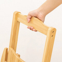 Bar Stool Foldable Bamboo Kitchen Stool W/ Back Support Bar Chair - thumbnail 6