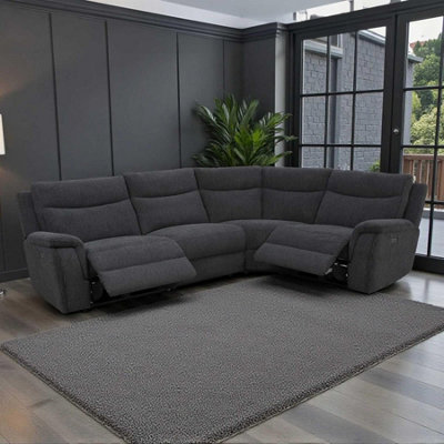 Furnishings For Less UK Maeve Electric Reclining 4 Seater Corner Sofa L Shaped Midnight Black - image 1