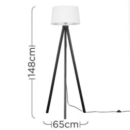 Valuelights Barbro Black Tripod Floor Lamp With White Linen Tapered Shade - thumbnail 3