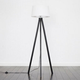 Valuelights Barbro Black Tripod Floor Lamp With White Linen Tapered Shade - thumbnail 4