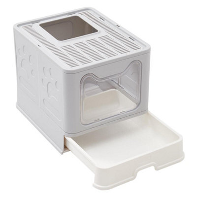 Darphe Grey Front-Entry Top-Opening Foldable Cat Litter Box, 40Cm W X 50Cm D X 39Cm H - image 1