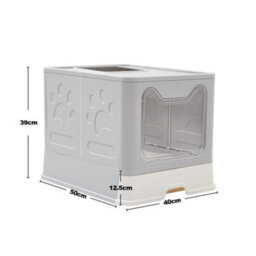 Darphe Grey Front-Entry Top-Opening Foldable Cat Litter Box, 40Cm W X 50Cm D X 39Cm H - thumbnail 7