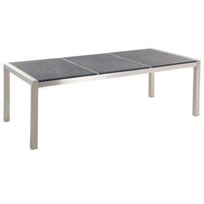 Beliani Garden Dining Table Grosseto 220 Cm 100 Cm Flamed Granite Graphite Grey - image 1