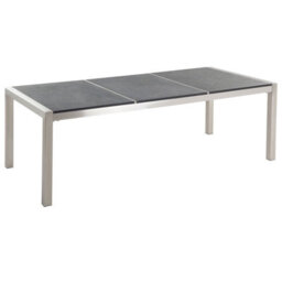 Beliani Garden Dining Table Grosseto 220 Cm 100 Cm Flamed Granite Graphite Grey - thumbnail 1