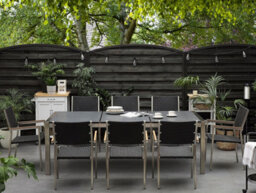 Beliani Garden Dining Table Grosseto 220 Cm 100 Cm Flamed Granite Graphite Grey - thumbnail 2