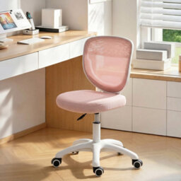 Homcom Armless Office Chair With Mesh Back, Pink - thumbnail 8