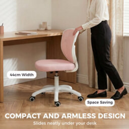 Homcom Armless Office Chair With Mesh Back, Pink - thumbnail 4