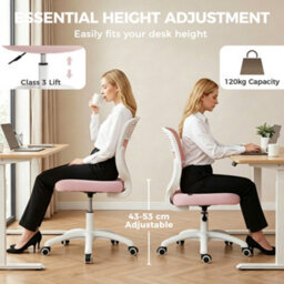 Homcom Armless Office Chair With Mesh Back, Pink - thumbnail 6
