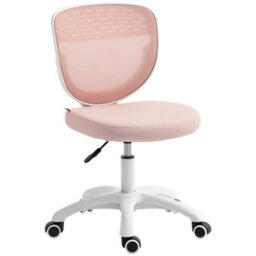 Homcom Armless Office Chair With Mesh Back, Pink - thumbnail 2