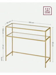 LEDREM Console Table, Side Table, Tempered Glass Tabletop, Modern Sofa Table, 2 Shelves, For Living Room, Hallway - thumbnail 6