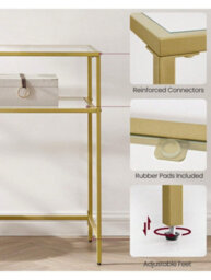 LEDREM Console Table, Side Table, Tempered Glass Tabletop, Modern Sofa Table, 2 Shelves, For Living Room, Hallway - thumbnail 8